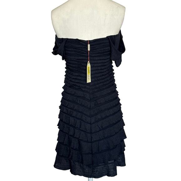 NWT M.S.S.P. Navy Ruffle Bodycon Mini Dress Size S Stretch - Picture 11 of 12